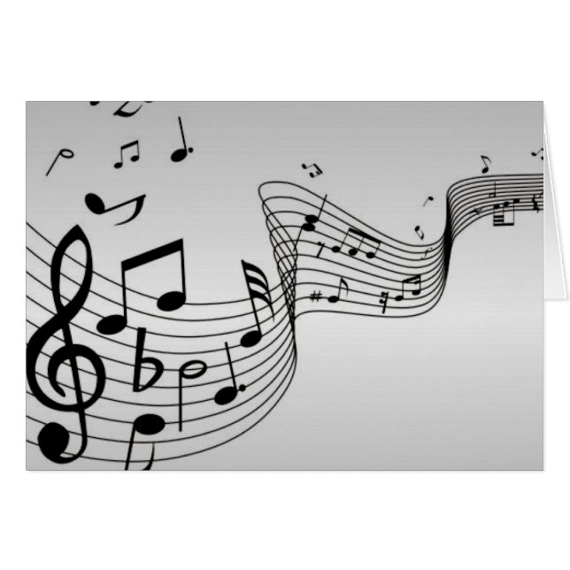 Cartão Notas Musicais em Prata (Frente Horizontal)