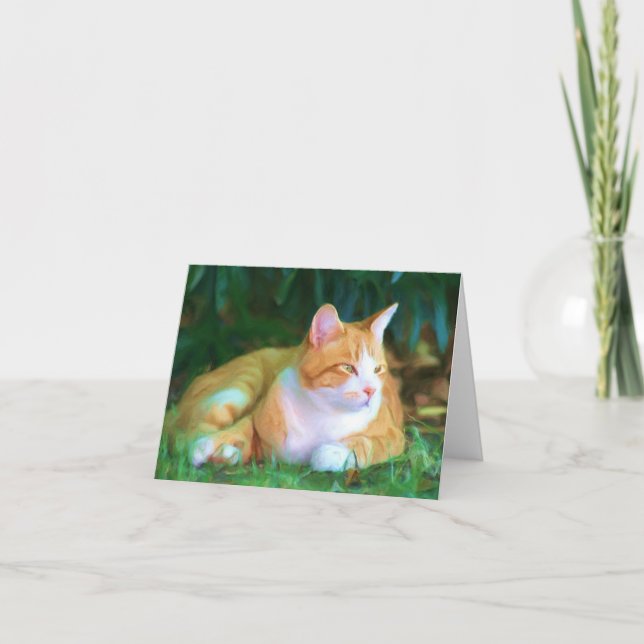 Cartão Notecard alaranjado do gato de gato malhado (Frente)