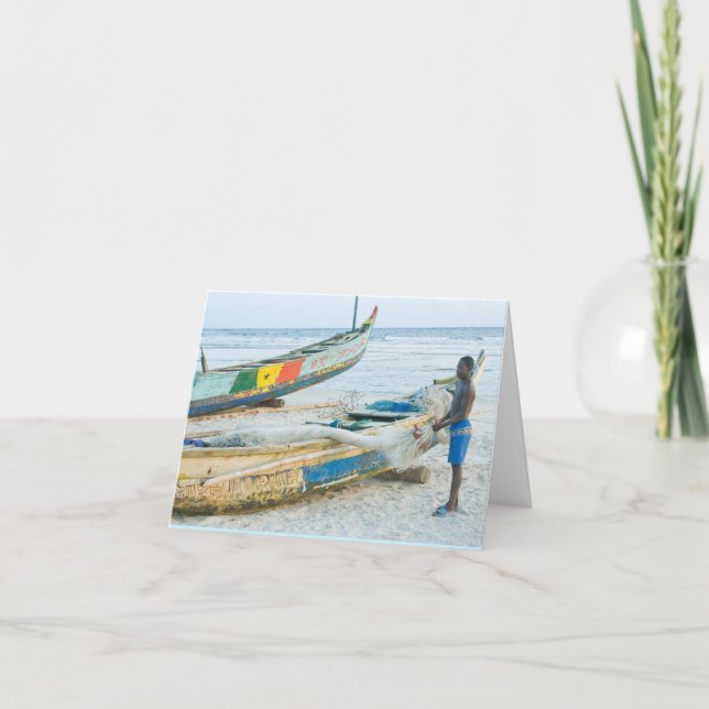 Cartão Notecard, Boy with Boat, Costa do Marfim, África O (Frente)