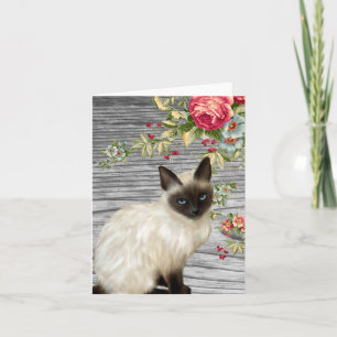 Cartão Notecard Chalkboard com Gato Siamês Pintado