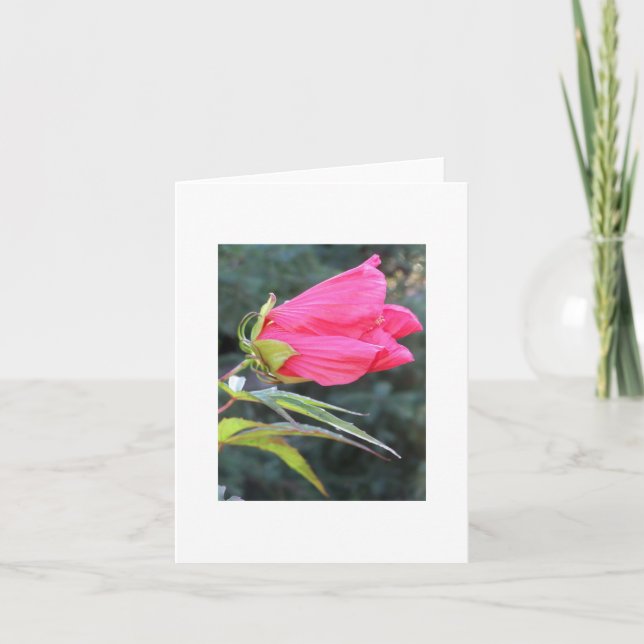 Cartão Notecard com a flor vermelha brilhante (Frente)