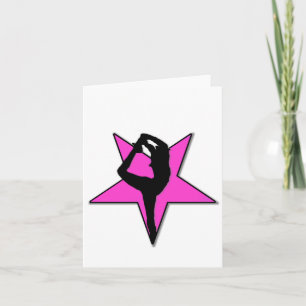 Cartão Notecard cor-de-rosa com cheerleader