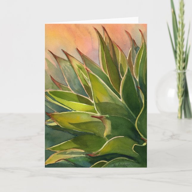 Cartão Notecard de aquarela agave (Frente)