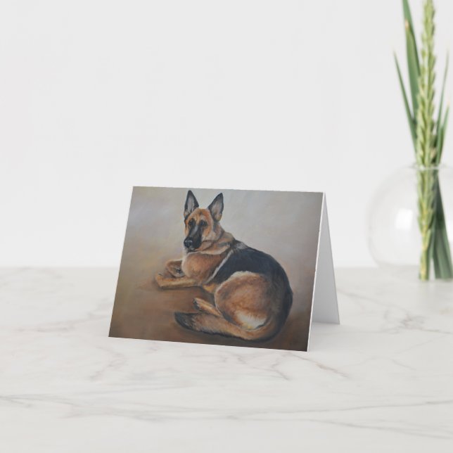 Cartão Notecard de Arte de Cachorro German shepherd (Frente)