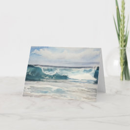 Cartão Notecard de Arte de Praia do Oceano Onda Azul Boni