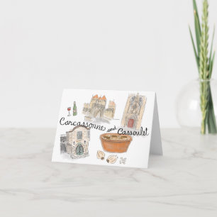 Cartão Notecard de desenho viagem: Cassoulet em Carcasson
