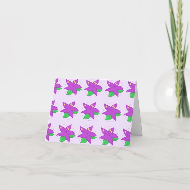 Cartão Notecard de Flor Roxo (Frente)