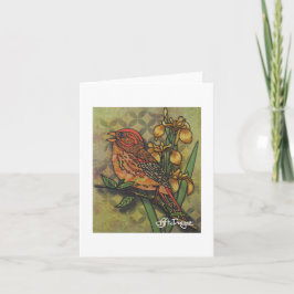 Cartão Notecard de Pássaros de Arte Têxtil
