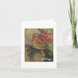 Cartão Notecard de Pássaros de Arte Têxtil