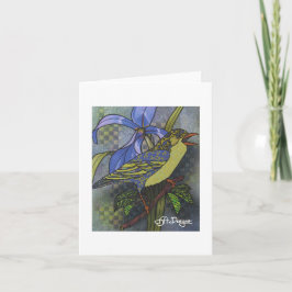 Cartão Notecard de Pássaros de Arte Têxtil