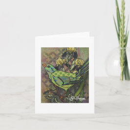 Cartão Notecard de Pássaros de Arte Têxtil