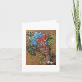 Cartão Notecard de Pássaros de Arte Têxtil