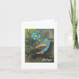 Cartão Notecard de Pássaros de Arte Têxtil