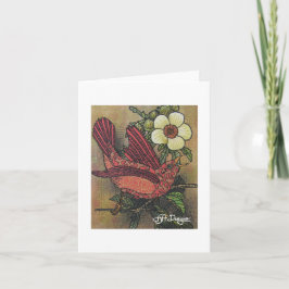Cartão Notecard de Pássaros de Arte Têxtil