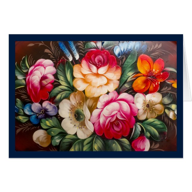 Cartão Notecard de pintura floral sofisticada (Frente horizontal)