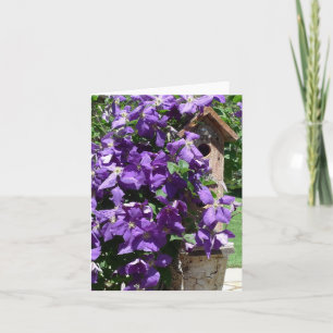Cartão Notecard do New Day Gardens - Clematis & Birdhouse