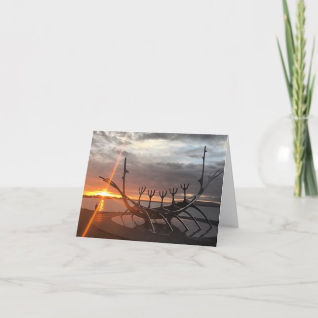 Cartão notecard do por do sol de reykjavik (Frente)