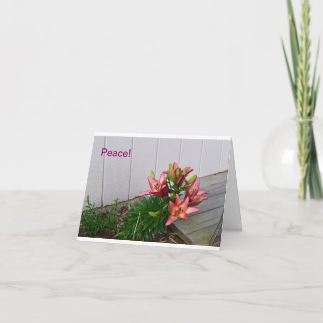 Cartão Notecard floral cor-de-rosa (Frente)