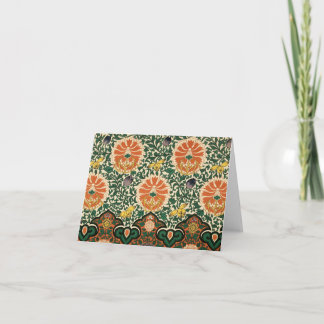 Cartão Notecard floral verde & alaranjado corajoso