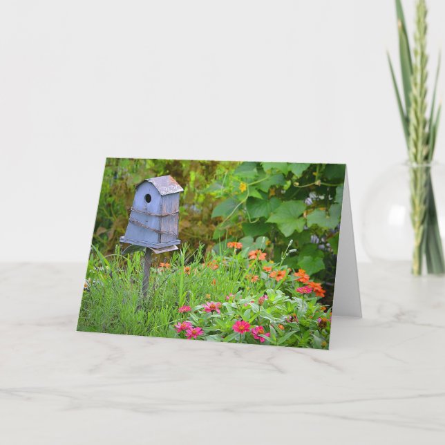 Cartão Notecard Garden Birdhouse (Frente)
