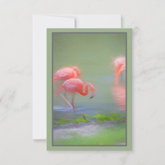 Cartão Notecard Vazio Artístico Flamingo Rosa (Frente)