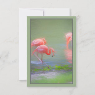 Cartão Notecard Vazio Artístico Flamingo Rosa
