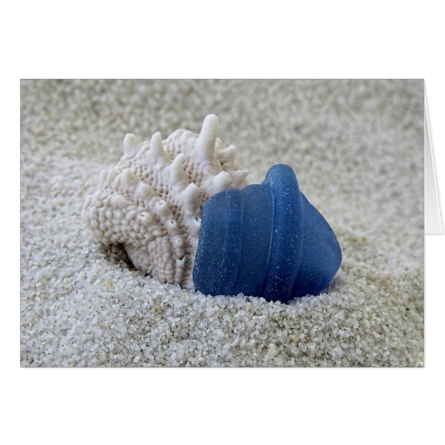 Cartão Notecard - Vidro de Seashell e do Mar Azul (Frente horizontal)