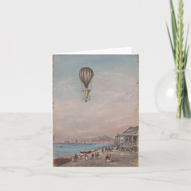 Cartão Notecard-Vintage Art-Hot Air Balloons 18 (Frente)