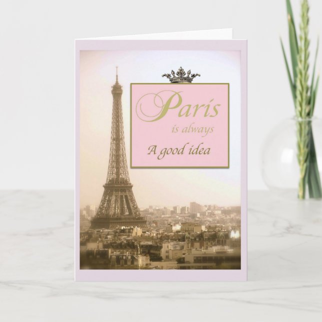 Cartão Notecards de Paris com torre Eiffel e citações (Frente)