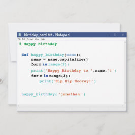 Cartão Notepad Computer Programmer Format Aniversário do