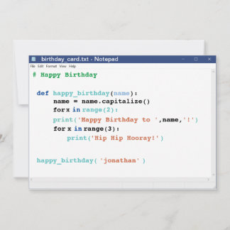 Cartão Notepad Computer Programmer Format Aniversário do 