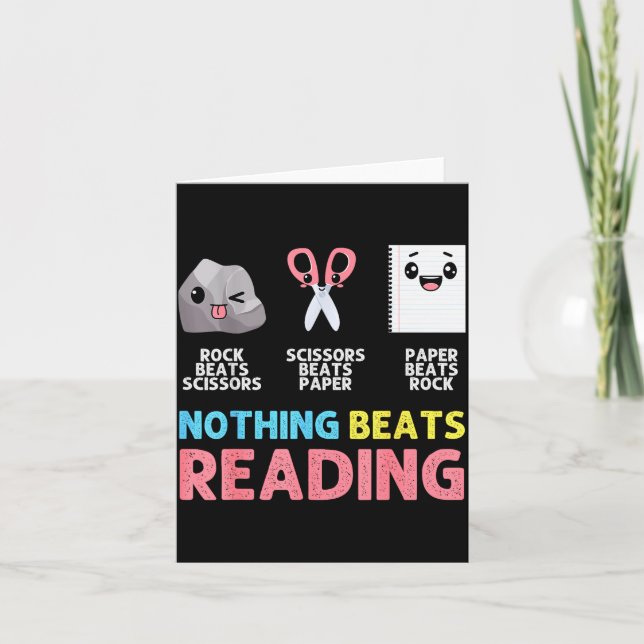 Cartão Nothing Beats Reading Funny Rock Paper Scissors  (Frente)