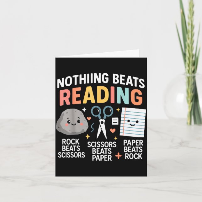 Cartão Nothing Beats Reading Rock Paper Scissors Funny Bo (Frente)