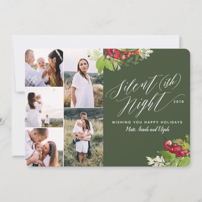 Cartão noturno de fotos múltiplas, silencioso. (Frente)