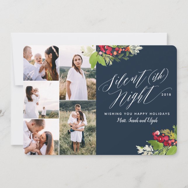 Cartão noturno de fotos múltiplas, silencioso. (Frente)