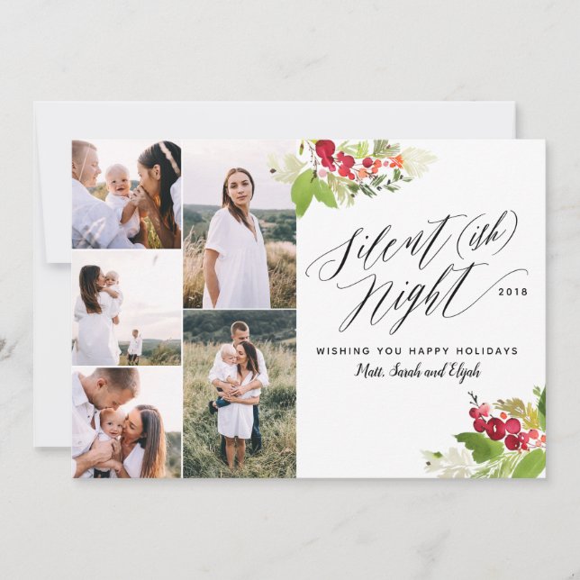 Cartão noturno de fotos múltiplas, silencioso. (Frente)