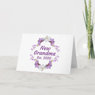 Cartão Nova Avó Est. 2020 Bonito Vintage Retro Floral