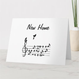 Cartão Nova casa, música, carregando de pássaros, chave d