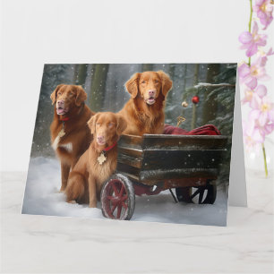 Cartão Nova Escócia Duck Toller Retriever Snowy Sleigh