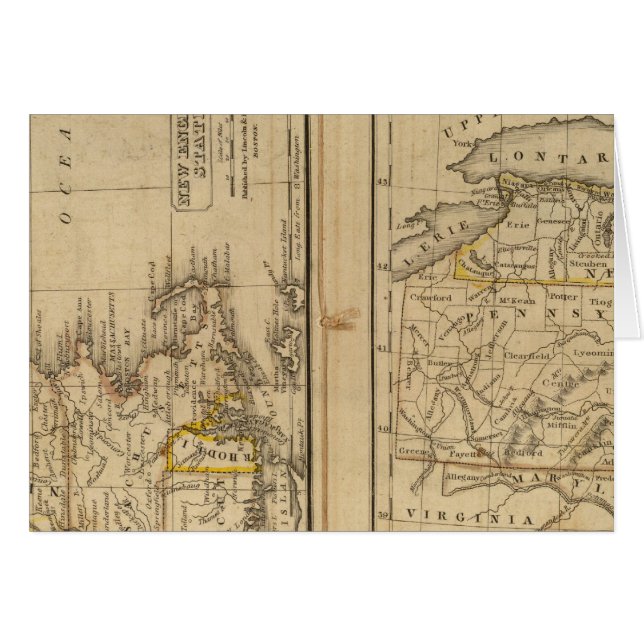 Cartão Nova Inglaterra, Estados do Meio (Frente Horizontal)