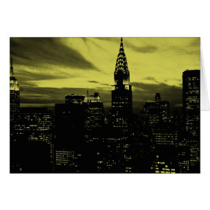 Cartão Nova Iorque amarelo pontilhado preto