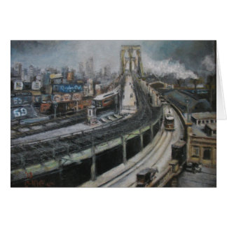 Cartão Nova Iorque do vintage que pinta a ponte de