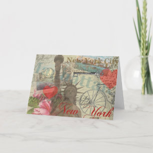 Cartão Nova Iorque Vintage Liberty Skyline - Símbolo de A