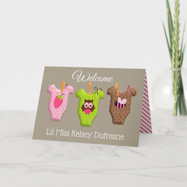 Cartão Nova Menina Personalizada (Frente)