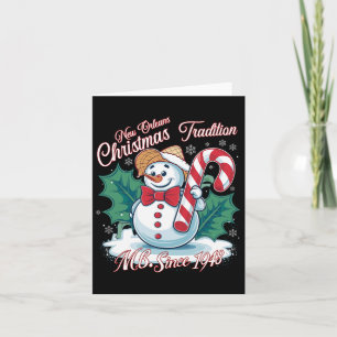 Cartão Nova Orleans Tradição de Natal Bingle Snowmen