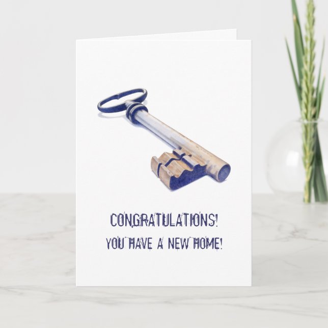 Cartão Nova placa doméstica com chave antiga (Frente)
