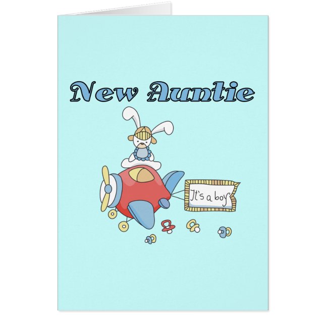 Cartão Nova tia - Camisetas e presentes de avião (Frente)