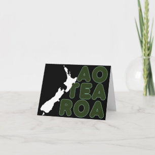 CARTÃO NOVA ZEALAND MAPA AOTEAROA TEXTO KIWI NZ PRETO BRA
