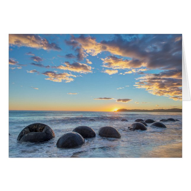 Cartão Nova Zelândia, Ilha do Sul, Moeraki Boulders (Frente Horizontal)