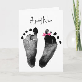 Cartão Novas Pegadas de Bebê da Niece com Arco